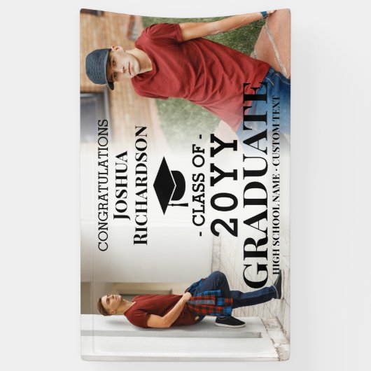Jongen High School Afstuderen Aangepast 2 Foto Spandoek (Verticaal)