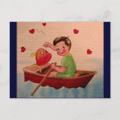 Jongen Holding Heart in Boat Briefkaart (Voorkant)