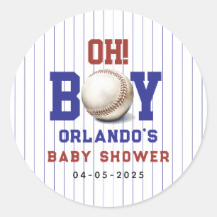 Jongen honkbal baby shower Cute sportfeestje Ronde Sticker