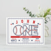 Jongen honkbal eerste verjaardag uitnodiging (Staand voorkant)