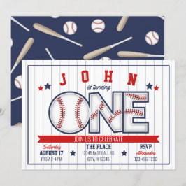 Jongen honkbal eerste verjaardag uitnodiging