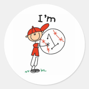 Jongen honkbal ik ben 1 ronde sticker