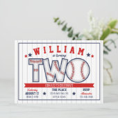 Jongen honkbal tweede verjaardag uitnodiging (Staand voorkant)