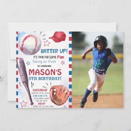 Jongen Honkbal Verjaardag Foto Kaart (Voorkant)