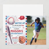 Jongen Honkbal Verjaardag Foto Kaart (Voorkant / Achterkant)