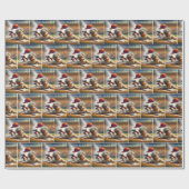 Jongen honkballer glijden in huis Bord Cadeaupapier (Vlak)