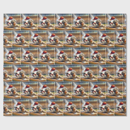 Jongen honkballer glijden in huis Bord Cadeaupapier (Vlak)