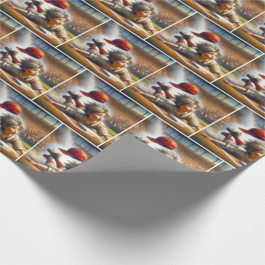 Jongen honkballer glijden in huis Bord Cadeaupapier (Hoek)