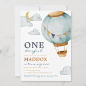 Jongen Hot Air Ballon Birthday Invitations Kaart (Voorkant)