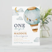 Jongen Hot Air Ballon Birthday Invitations Kaart (Staand voorkant)