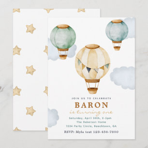Jongen Hot Air Ballon Birthday Invitations Kaart