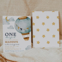 Jongen Hot Air Ballon Birthday Invitations