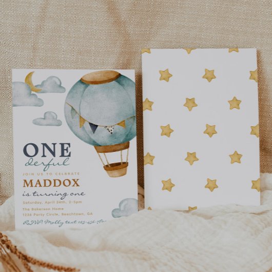 Jongen Hot Air Ballon Birthday Invitations Kaart