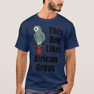 Jongen houdt van Afrikaanse grijze parrots exotisc T-shirt