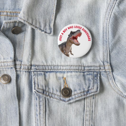 Jongen houdt van dinosaurussen ronde button 5,7 cm (In situ)