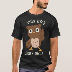 Jongen houdt van schattige uilen bos dier ironisch t-shirt