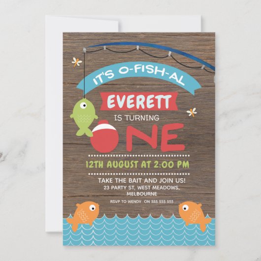 Jongen Hout Het is een 1-jarige uitnodiging voor v (Voorkant)