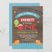 Jongen Hout Het is een 1-jarige uitnodiging voor v (Voorkant / Achterkant)