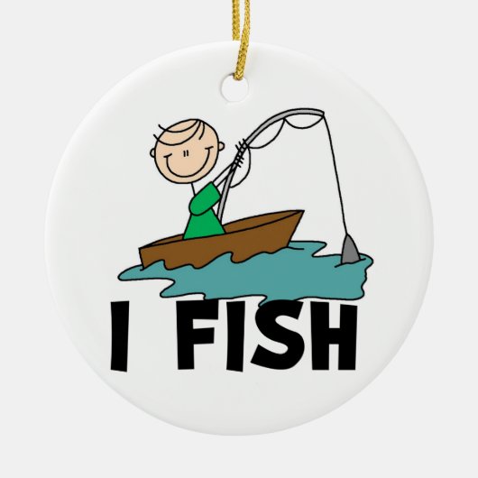 Jongen I Fish Keramisch Ornament (Voorkant)