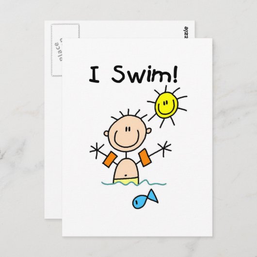 Jongen I Swim T-shirts en cadeautjes Briefkaart (Voorkant / Achterkant)