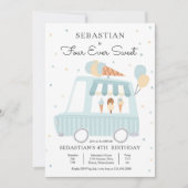 Jongen Ice Cream Truck Vier op de vierde verjaarda Kaart (Voorkant)