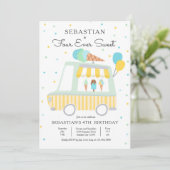 Jongen Ice Cream Truck Vier op de vierde verjaarda Kaart (Staand voorkant)