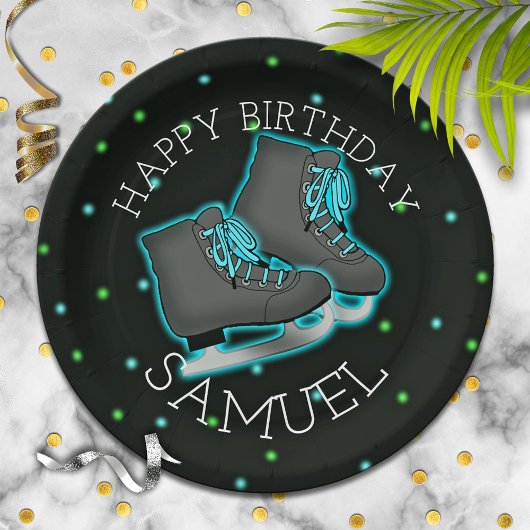Jongen Ice Schaats Birthday Party Papieren Bordje