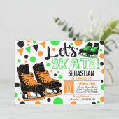 Jongen Ice Skating Invitation Ice Skating Party Kaart (Staand voorkant)