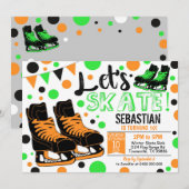 Jongen Ice Skating Invitation Ice Skating Party Kaart (Voorkant / Achterkant)
