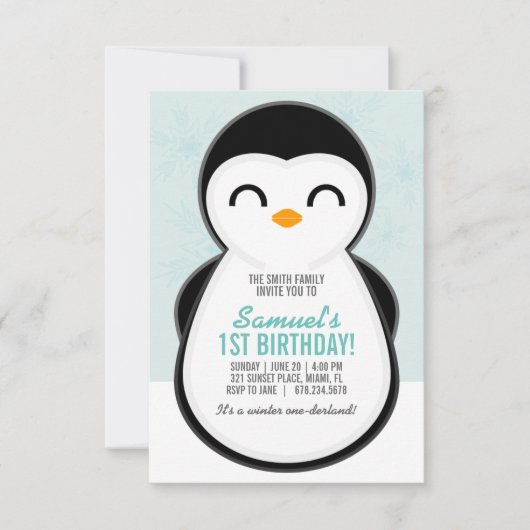 jongen IEDERE LEEFTIJD winterPENGUIN BIRTHDAY scha Kaart (Voorkant)