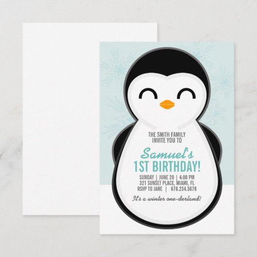 jongen IEDERE LEEFTIJD winterPENGUIN BIRTHDAY scha Kaart (Voorkant / Achterkant)