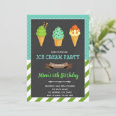 Jongen-ijsjes verjaardagsuitnodiging kaart (Staand voorkant)