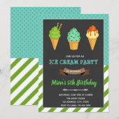 Jongen-ijsjes verjaardagsuitnodiging kaart (Voorkant / Achterkant)