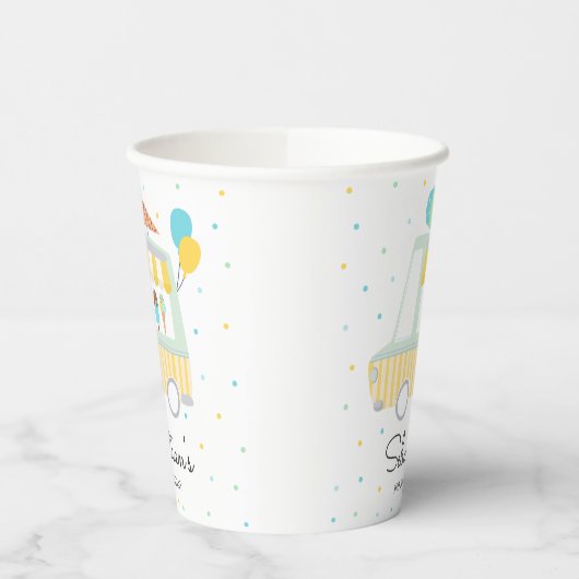 Jongen Ijsvrachtwagen Verjaardagsfeestdecoratie Papieren Bekers (Links)