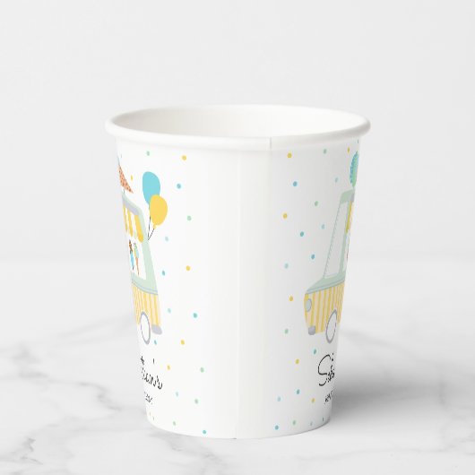 Jongen Ijsvrachtwagen Verjaardagsfeestdecoratie Papieren Bekers (Rechts)