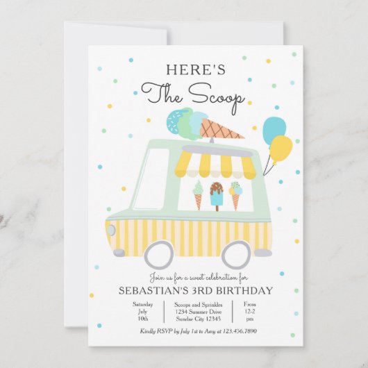 Jongen ijswagen Hier is de scoop verjaardag Kaart (Voorkant)