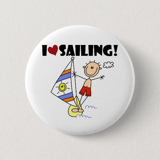 Jongen Ik hou van zeilen Ronde Button 5,7 Cm (Voorkant)