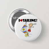 Jongen Ik hou van zeilen Ronde Button 5,7 Cm (Voorkant /achterkant)