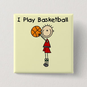Jongen Ik Speel Basketbal T-shirts en Cadeaus Vierkante Button 5,1 Cm
