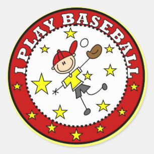 Jongen Ik speel honkbal T-shirts en cadeaus Ronde Sticker