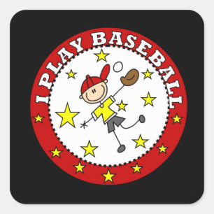 Jongen Ik speel honkbal T-shirts en cadeaus Vierkante Sticker