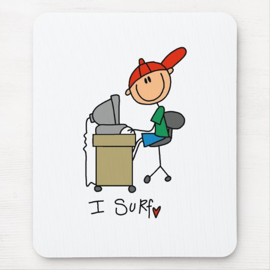 Jongen ik surf op het web muismat (Voorkant)