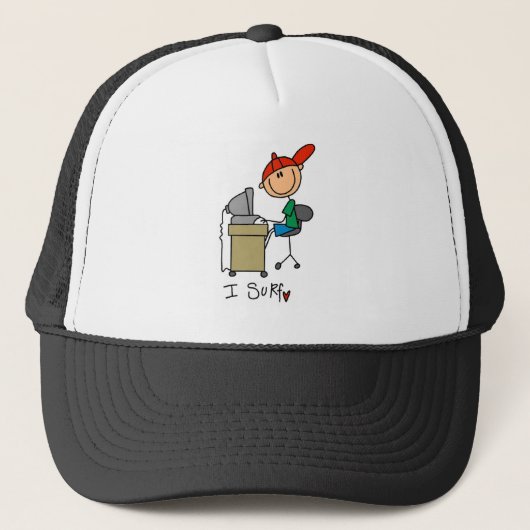 Jongen ik surf op het web trucker pet (Voorkant)