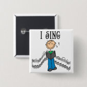 Jongen Ik Zing Knop Vierkante Button 5,1 Cm (Voorkant /achterkant)