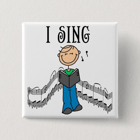 Jongen Ik Zing Knop Vierkante Button 5,1 Cm (Voorkant)