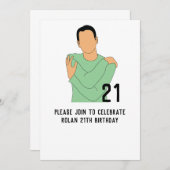Jongen Illustratie 21st Birthday Uitnodiging (Voorkant / Achterkant)