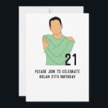 Jongen Illustratie 21st Birthday Uitnodiging<br><div class="desc">Jongen Illustratie voor 21ste uitnodiging op zaterdag</div>