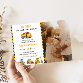 Jongen in aanbouw Baby shower Party Foto Kaart