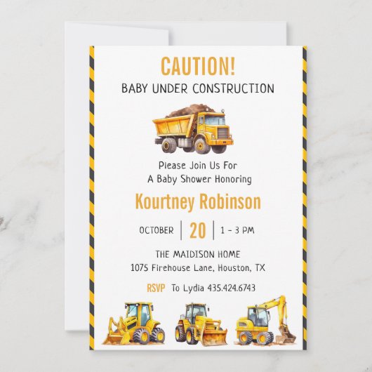 Jongen in aanbouw Baby shower Party Kaart (Voorkant)