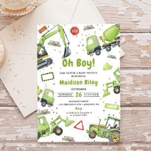Jongen in aanbouw Baby shower Party Kaart